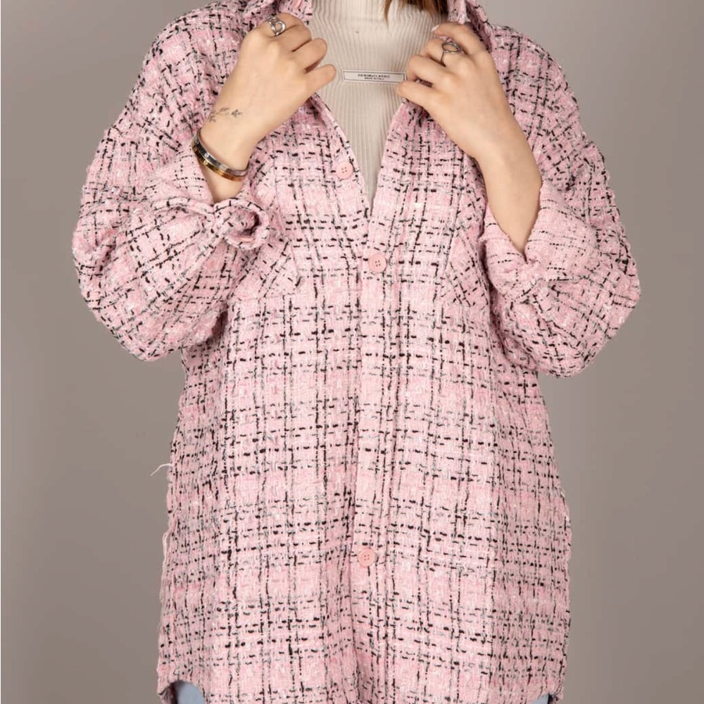 Chic Pink Tweed Women's Jacket